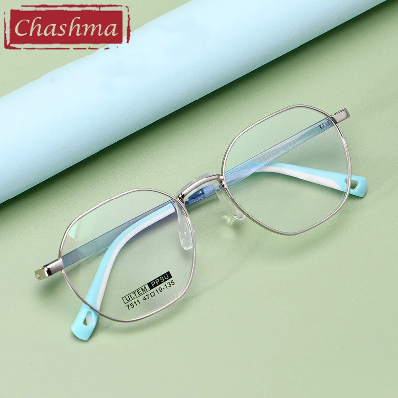 Chashma Octagon Prescription Spectacles Kids Eye Glasses Boy Frames Girls Flexible Light Gafas Rubber with Hoops Children