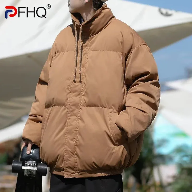 

PFHQ Solid Color Cotton Jackets Men's Winter American Loose Warm Bread Padded Coat High Street Avant-garde Windcheater 21Z3247