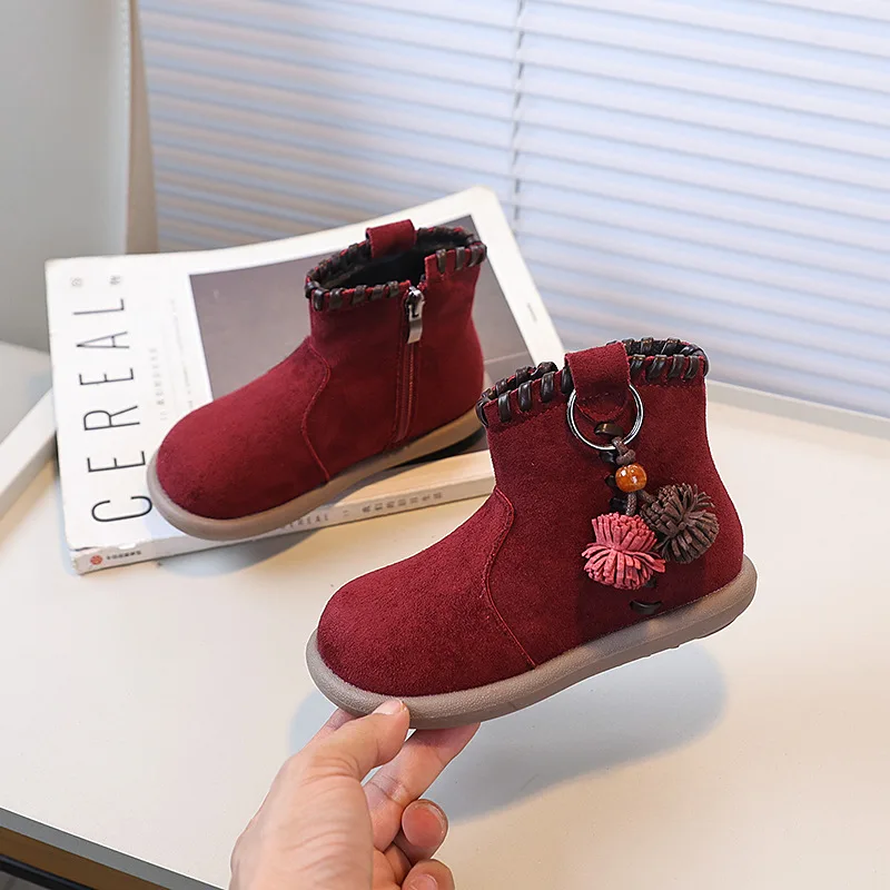 Leather Kids Ankle Boots Classic Non Slip Casual Shoes