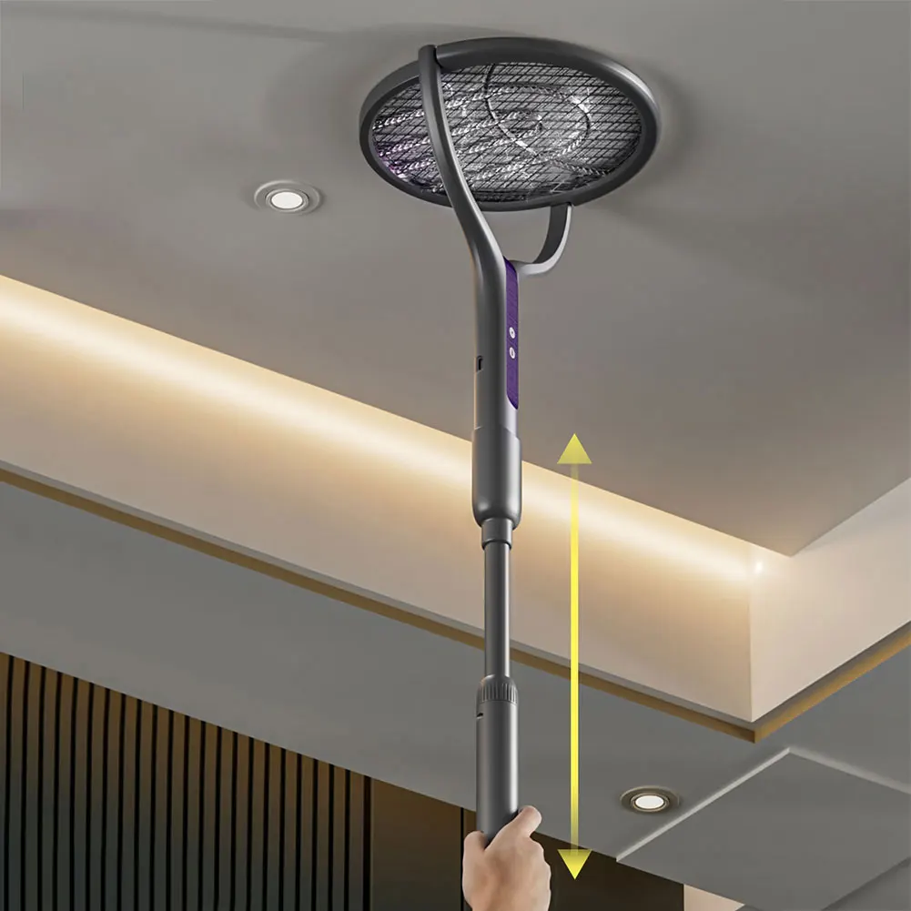 Rotating Head Bug Zapper Racket Rechargeable Mosquito Swatter 2 in 1 Fly Killer and Mosquito Trap Lamp for Home Indoor Outdoor