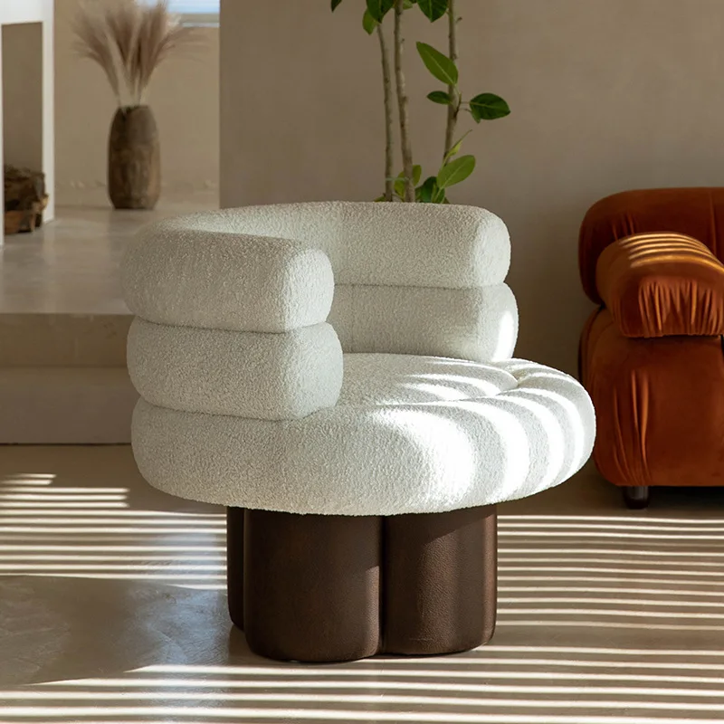 

Scandinavian small family net red cashmere fabric color matching single sofa chair simple modern single designer sofa