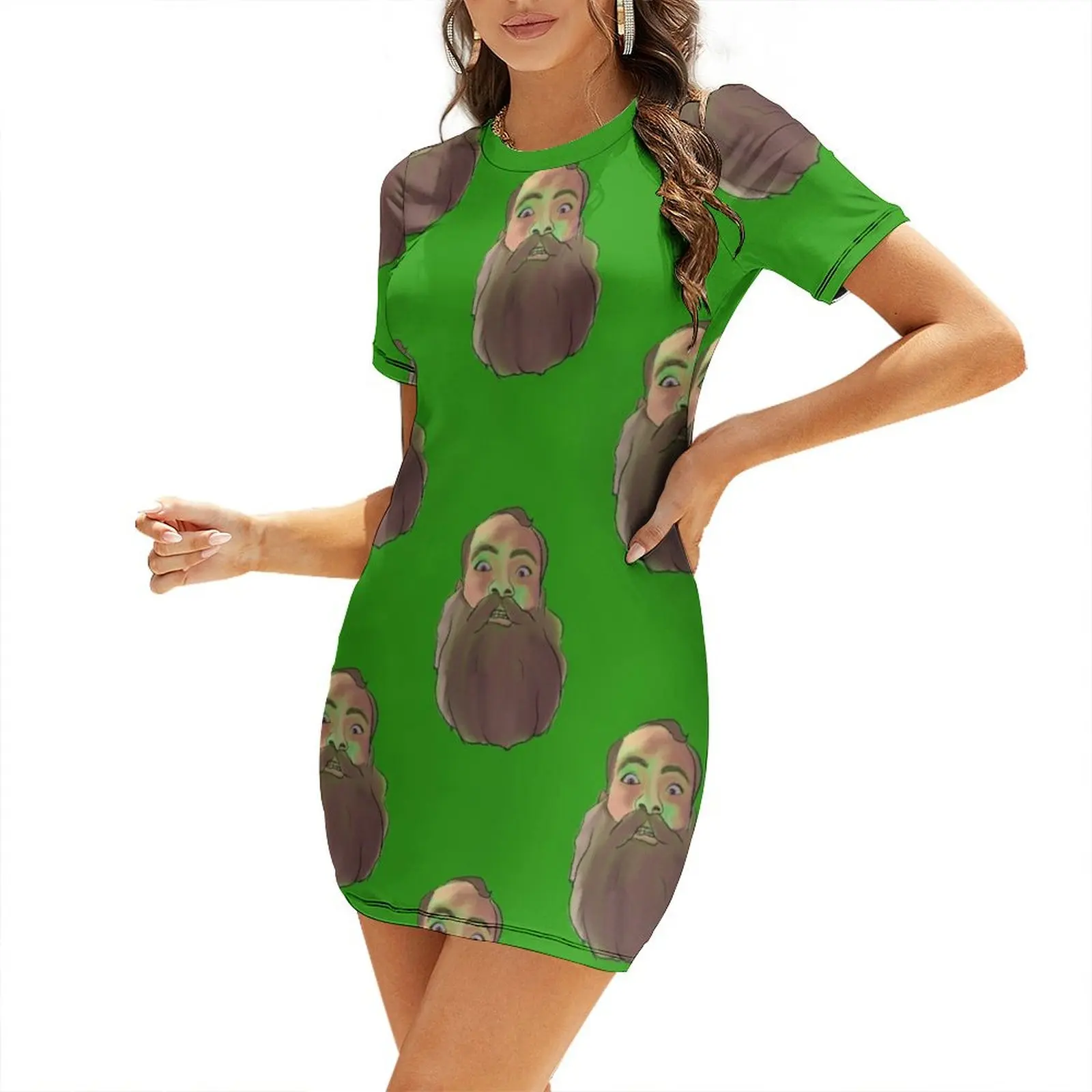 

Preparty and his beard Short Sleeved Dress evening dresses women Long dress
