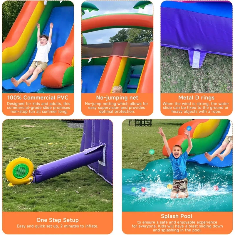 Grade PVC Commercial Use Inflatable Tall Jungle Water Slide With Pool for Kid and Adults Outdoor Backyard Summer Water Play