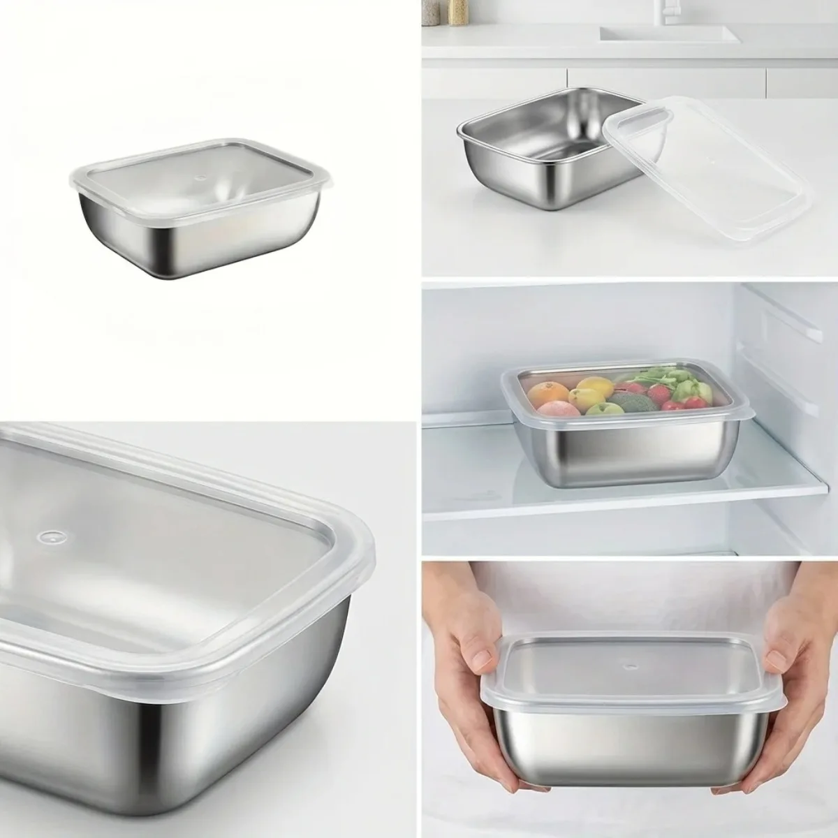 Stackable Stainless Steel Lunch Box Set - 5-Piece Food Storage Containers for Meal Prep, Kitchen, and Travel