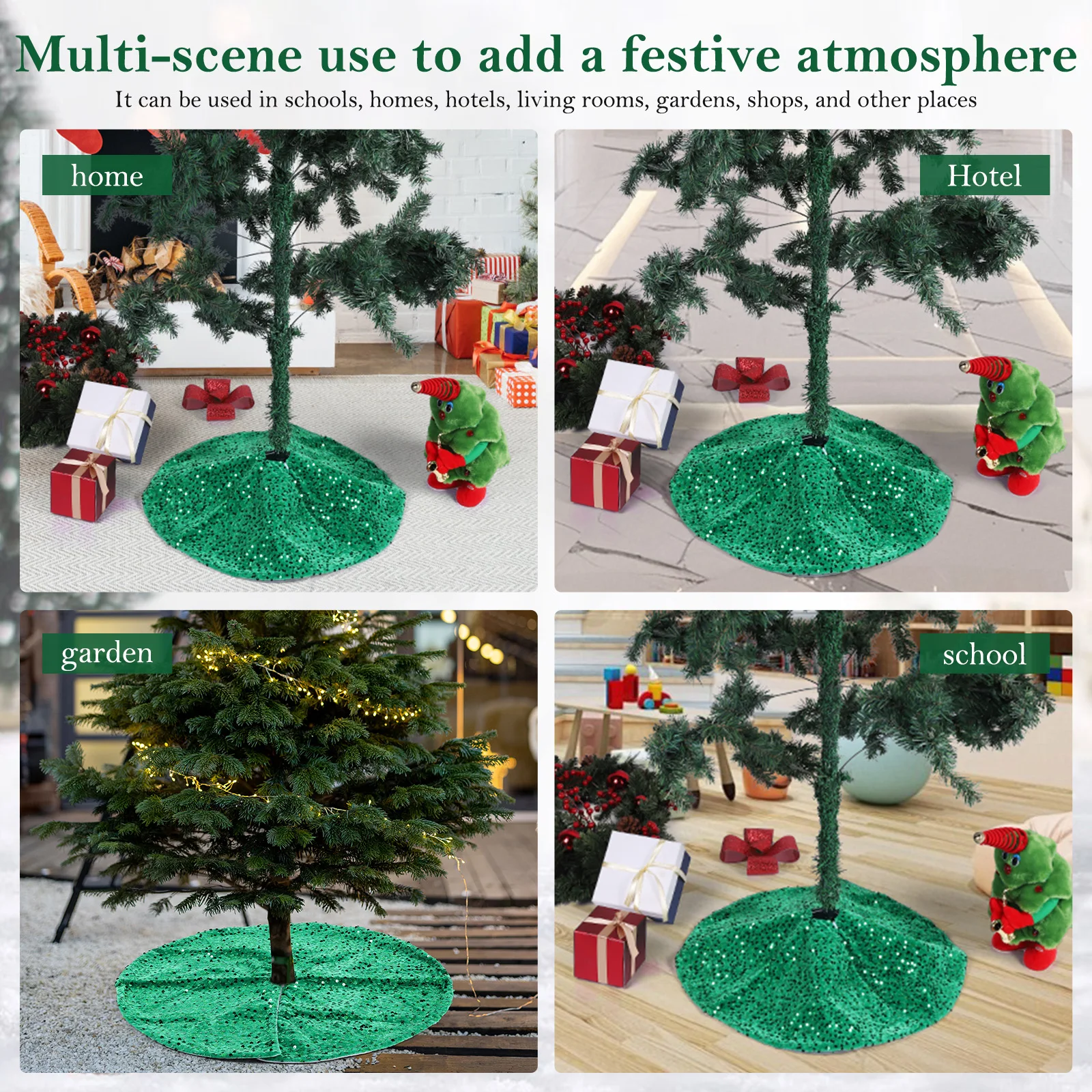 Sparkling Sequin Tree Skirt W/ Small Sequin Mini Xmas Tree Skirts (model 2)