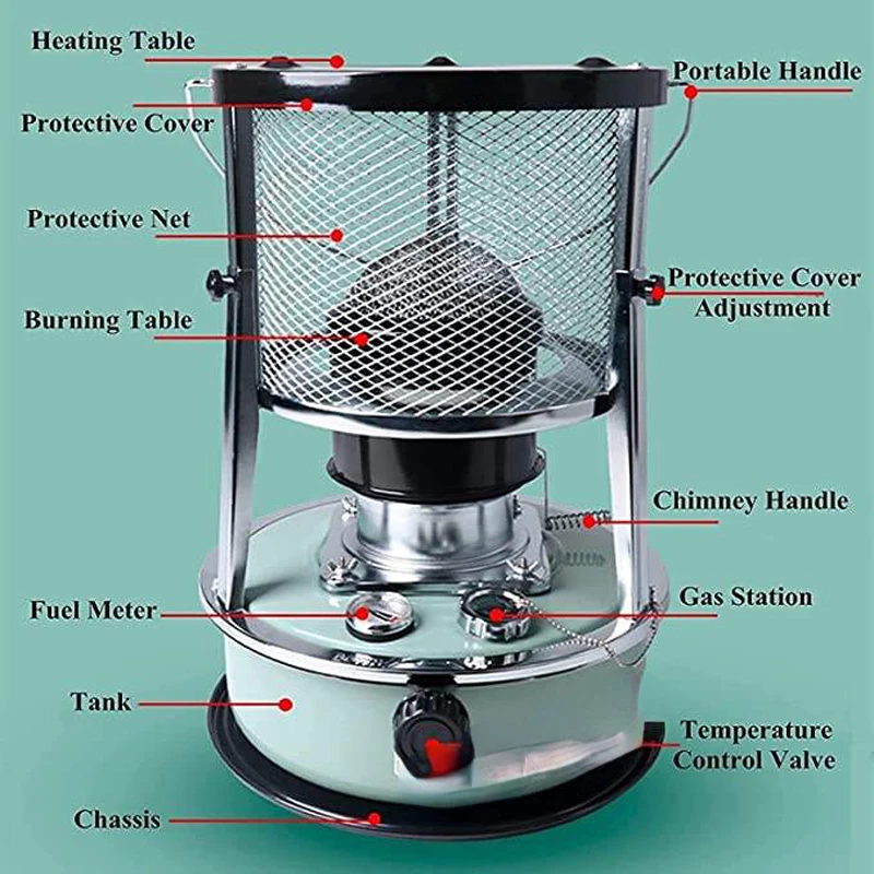 Portable Kerosene Heaters,Emergency Heater for Power Outage,Stainless Steel  Oil Heater,Energy Saving Non Electric Heaters,Suitable for Outdoor Camping