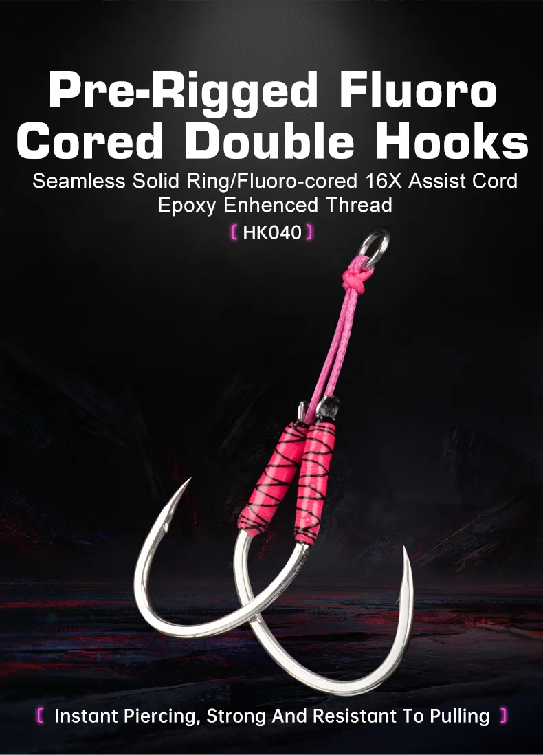 TEASER 2 TEIL/BEUTEL HK040 High Carbon Metall Jigging Unterstützen Haken UV Leuchtende PE Linie Hecht Jig Köder Salzwasser Angeln Haken pesca – Detail 1