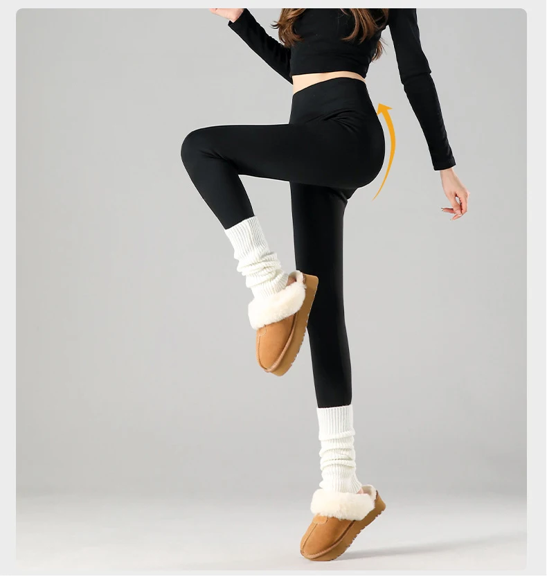 Thermal Fleece Leggings - High Waist Winter Warm Leggings With Rabbit Wool Insulation