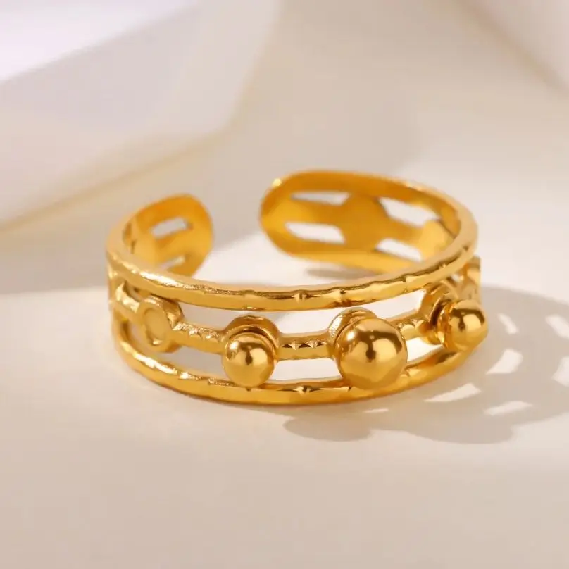 Fashion Multi-layered Bead Rings Stainless Steel Wedding