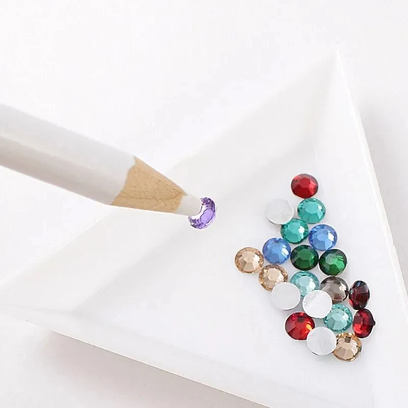10/5pcs White Pick Up Rhinestone Nail Dotting Pencil Beads Stones Gems Picker White Wax Pen Nail Strass Decoration Picking Tools 4
