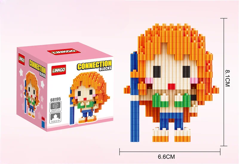 thumbnail image 1 of Mini bloques de construcción de One Piece, figuras de NARUTA, figuras de acción de Luffy Zoro, serie Heads, juguetes educativos para niños, regalos de cumpleaños, 1 of 5
