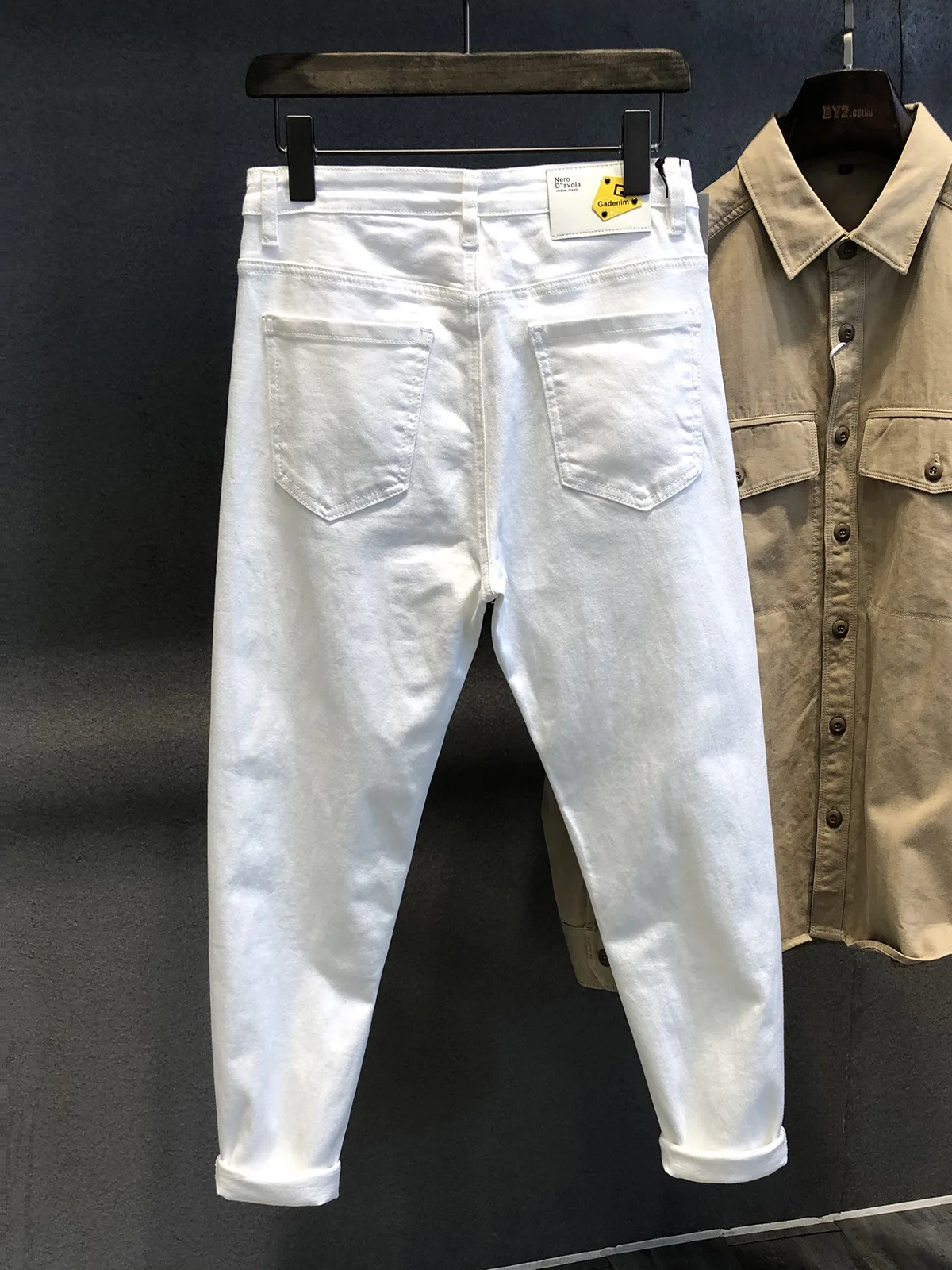 Summer Thin 2022 Texture White Denim Jeans Men's Slim Fit Casual Designer Designer Jeans for Men Korean Fashion Boyfriend Jeans