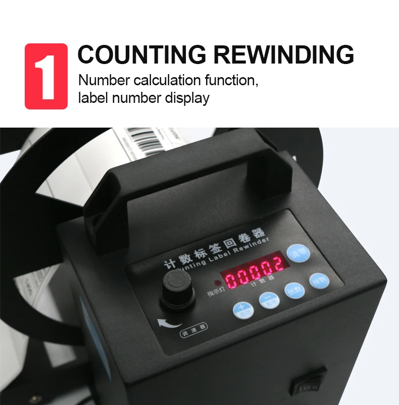 Label Rewinder with Counter Automatic Label Counter Rewind Unwind Winding Label