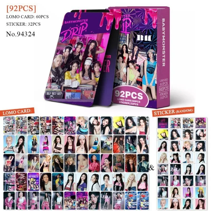 92pcs/set Kpop BABYMONSTER Lomo Card Stickers Photo Album Postcards, game cards, collectible cards, anime cards, anime trading cards