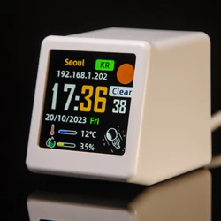 Smart Portable Alarm Clock with WiFi Weather Station and Display (White)