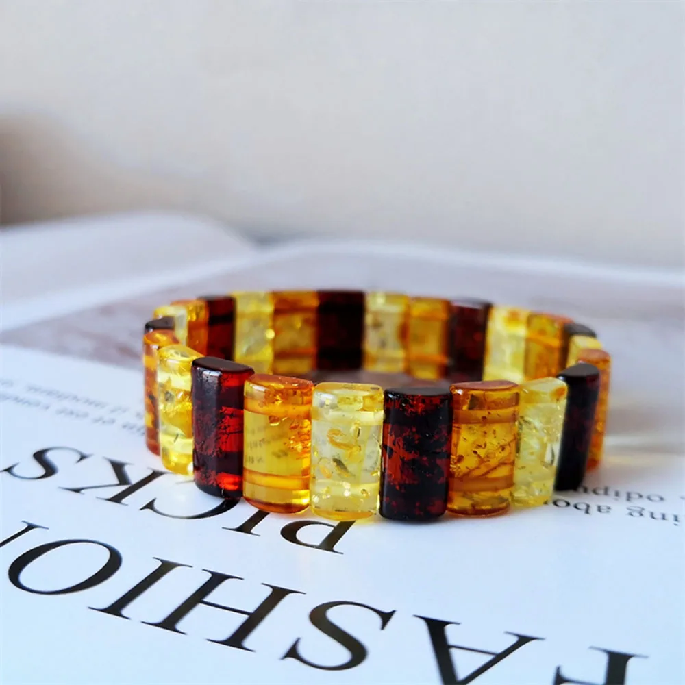 Natural Dominican Amber Beeswax Floral Duobao Bracelet Bracelet Single