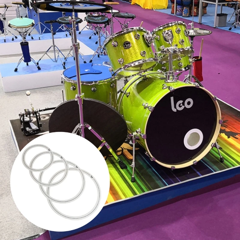 

4Pcs Drum Muffler Dampening Rings Drum Mute Practice Tool for Drums Tone Control