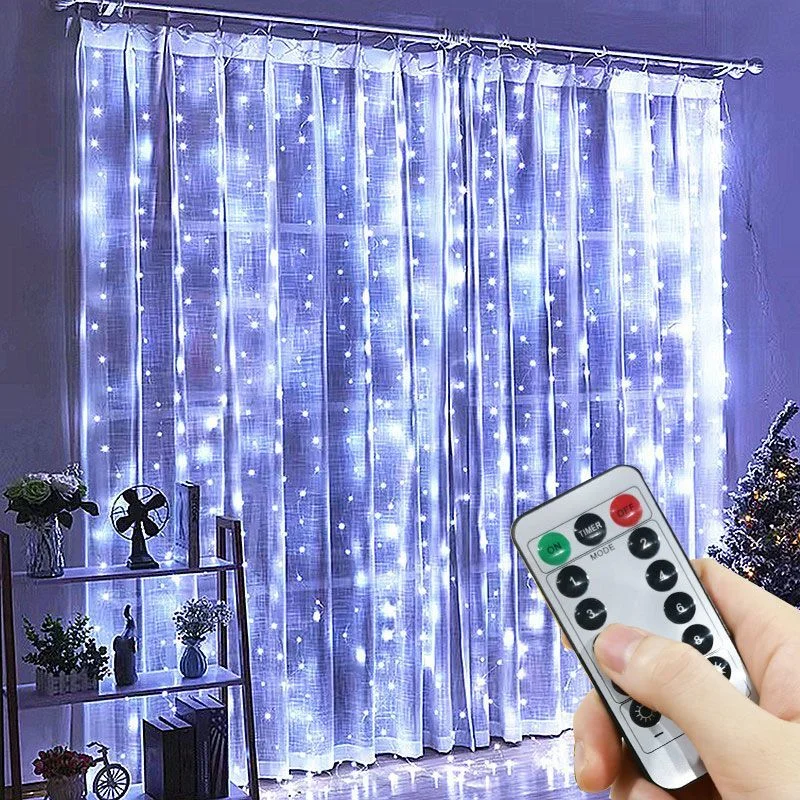 

3m/4m/6m LED Garland Curtain Lights 8 Modes USB Remote Control Fairy Lights String Wedding Christmas Decor for Home Bedroom Lamp