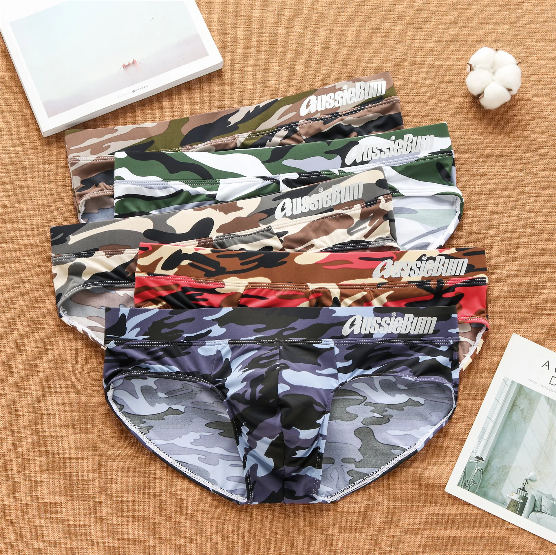 Men's Cool Summer Camouflage Low Rise Trouser Briefs Underwear