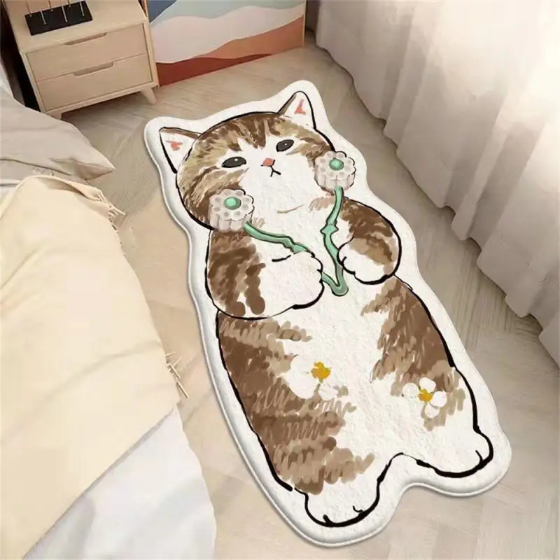 Creative Cat Rugs Non-Slip Carpet Living Room Entrance Doormat Bedroom Bedside Area Rugs Home Decor Floor Mats 1PCS plush rug decorative carpet silk wool rug non slip carpet