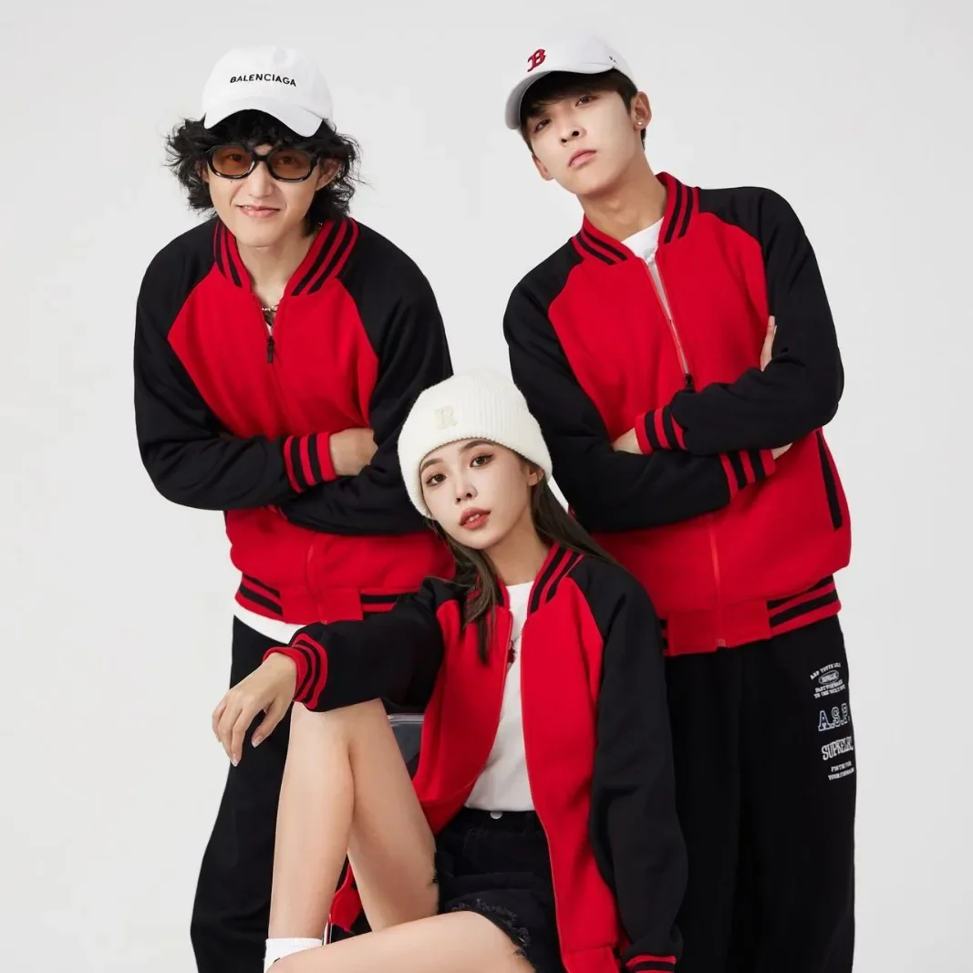 Customizable Long Sleeve Thickened Sweatshirt Cardigan Printed Baseball Jersey for Group Autumn Winter Workwear Outerwear