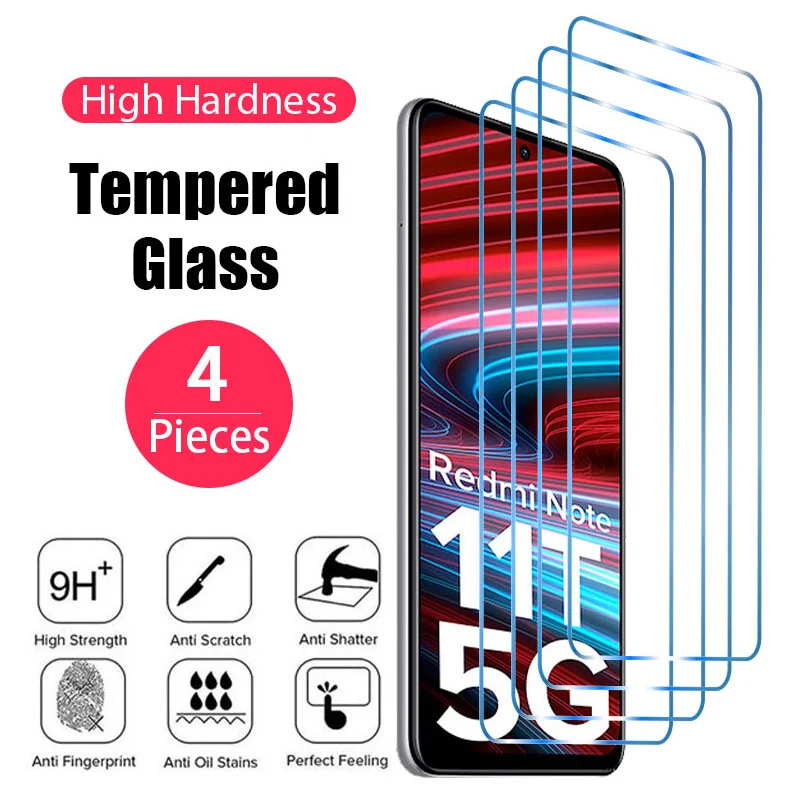 4pcs Tempered Glass For Xiaomi Redmi Note 11 9 8 Pro 9a 9t 9c Nfc