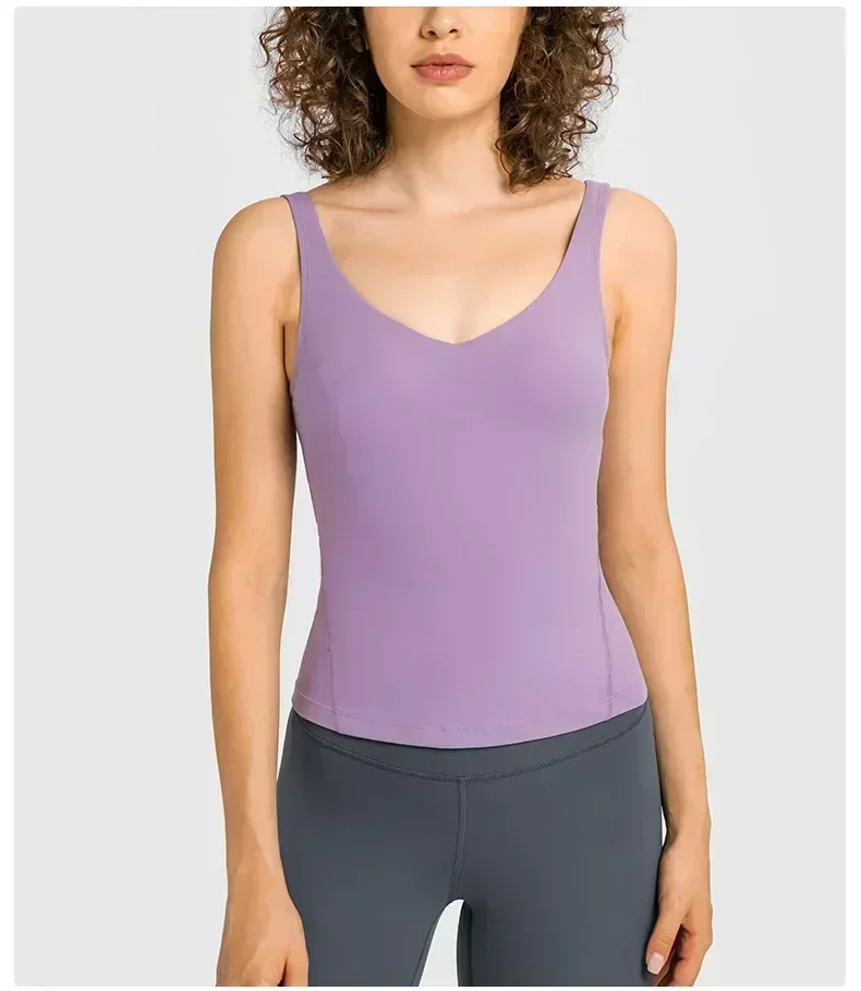 Lemon Align Women Pilates Sports Vest With Chest Pad Sexy Back High Elasticity Breathable Quick-drying Fitness Running Yoga Tops