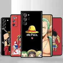 

Phone Case For Samsung Galaxy S20 FE S21Ultra S22 S10 S8 S9Plus Black Silicone Cover S10e S7 Note 20 Sac One Piece Luffy