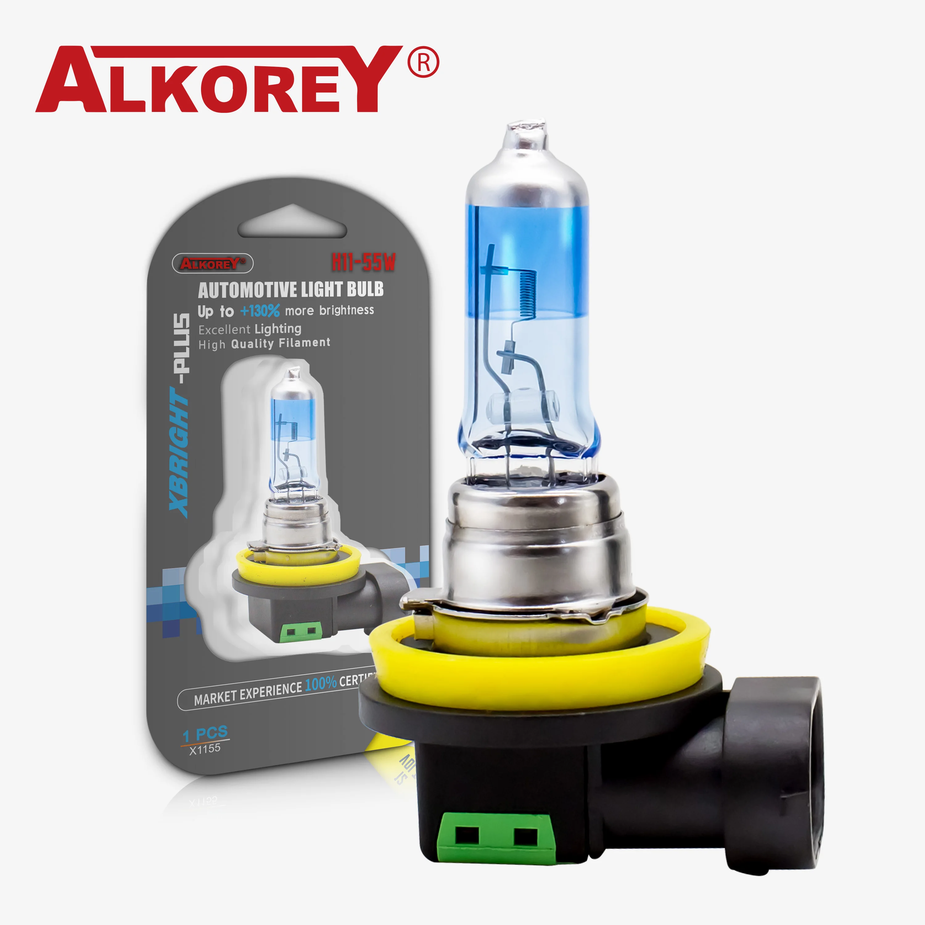 

1 Pcs ALKOREY Xbright-Plus H8 H11 H16 12V 55W Blue 4000K Super White Auto Headlight Fog Lamp Car Light Halogen Bulbs