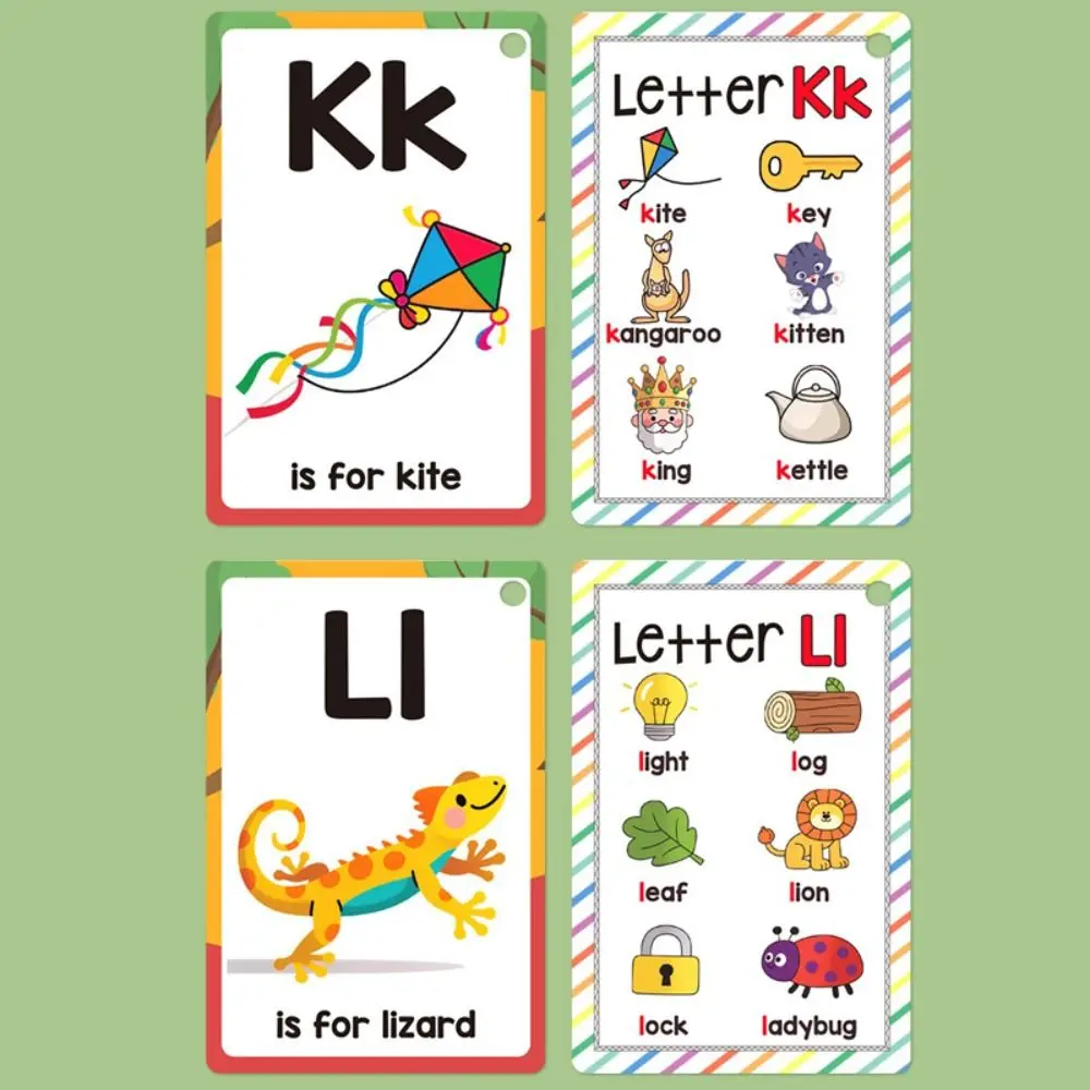 26 Letters English Alphabet Cards A-Z Cards 156 Words Montessori Learning Cards with Pictures Colorful Design