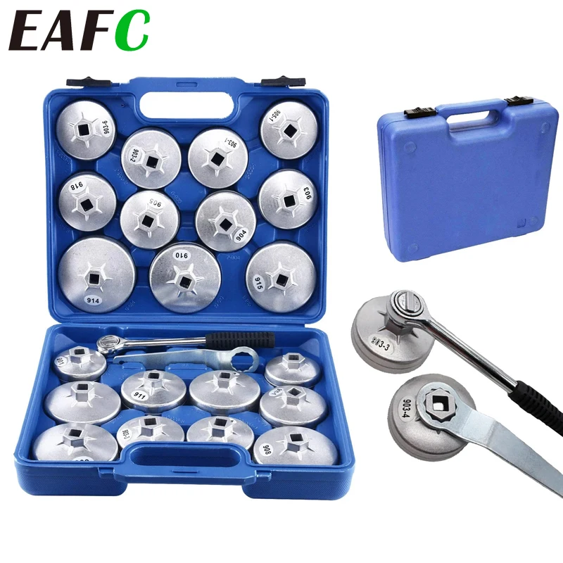 EAFC 23 pezzi/set chiave a bussola per la rimozione del tappo del filtro dell'olio dell'auto, set di chiavi a cricchetto da 1/2" e 12,5 mm, con custodia, strumento di rimozione automatico