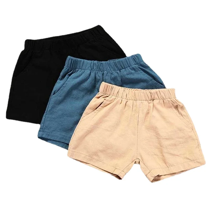 Baby Boys Shorts Summer Cotton Solid PP Linen Shorts for Boy Harem Pants Toddler Children Short Casual Kids Clothing 1-7y
