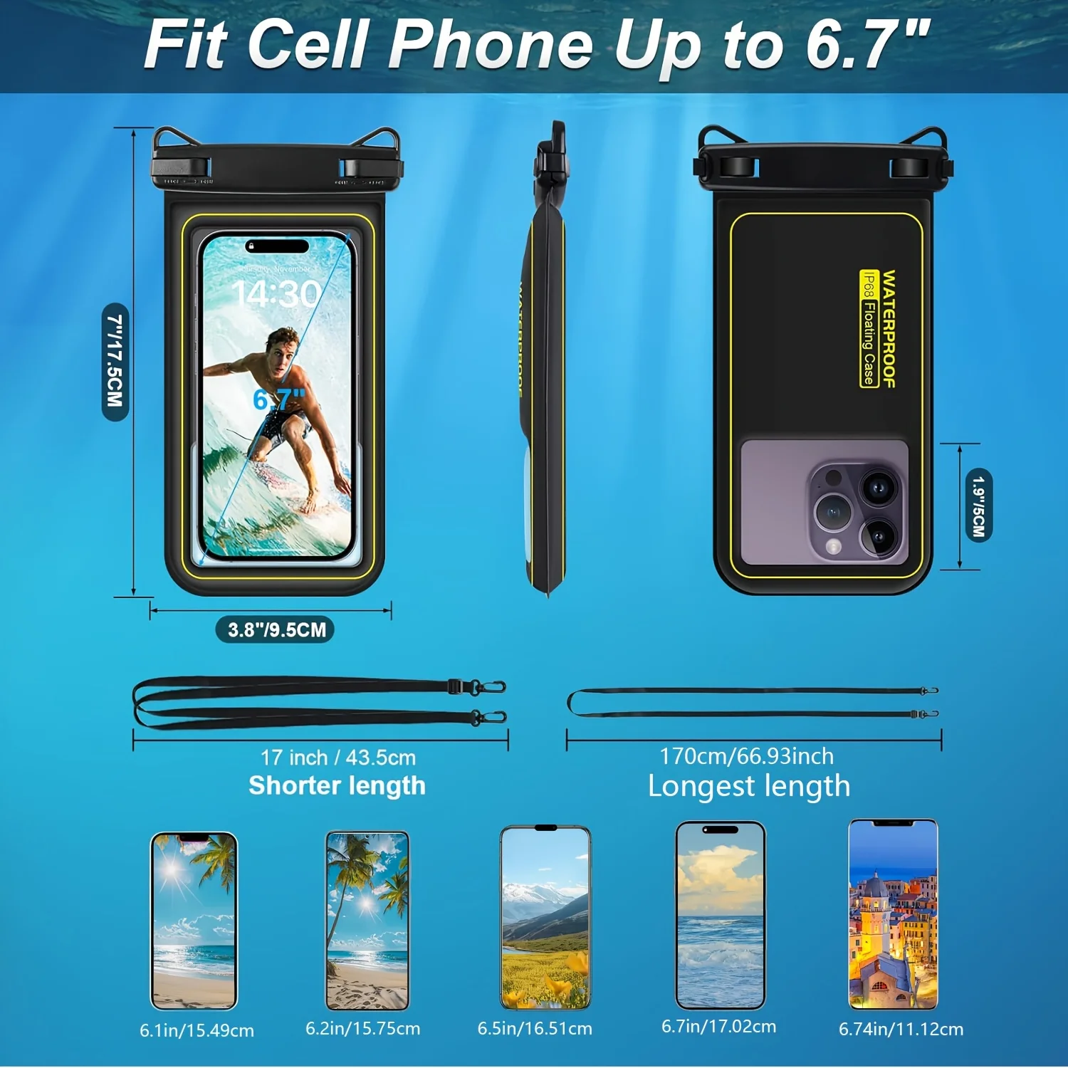 Waterproof Phone Pouch with Tether - Ideal for Water and Snow Activities