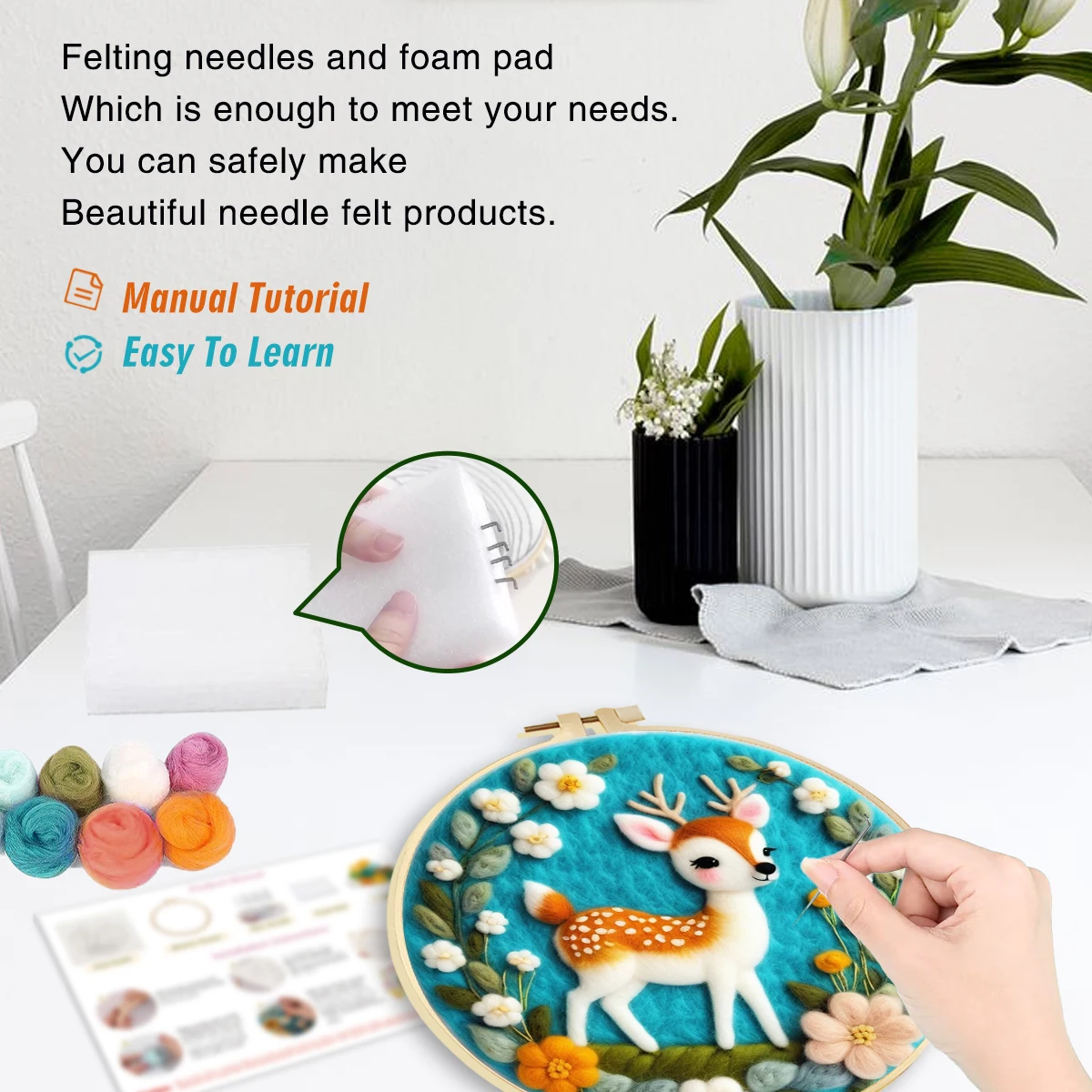 Colorful Animals DIY Wool Embroidery Kit