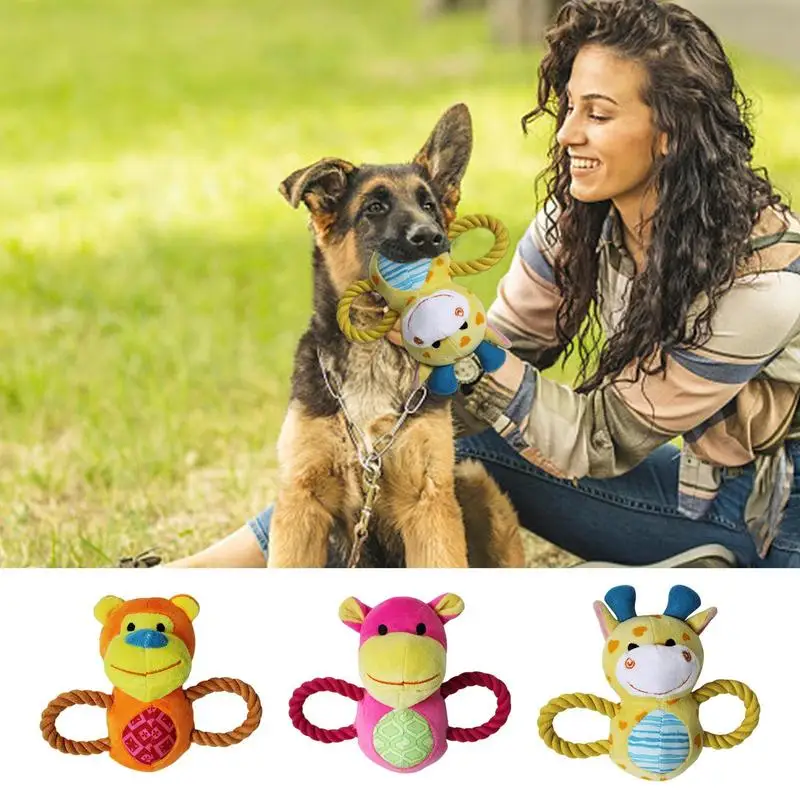 

Dog Chew Toy Portable Cotton Rope Puppy Squeaky Toys With Handles Reusable Interactive Small Dog Teething Toys For Pets Supplies