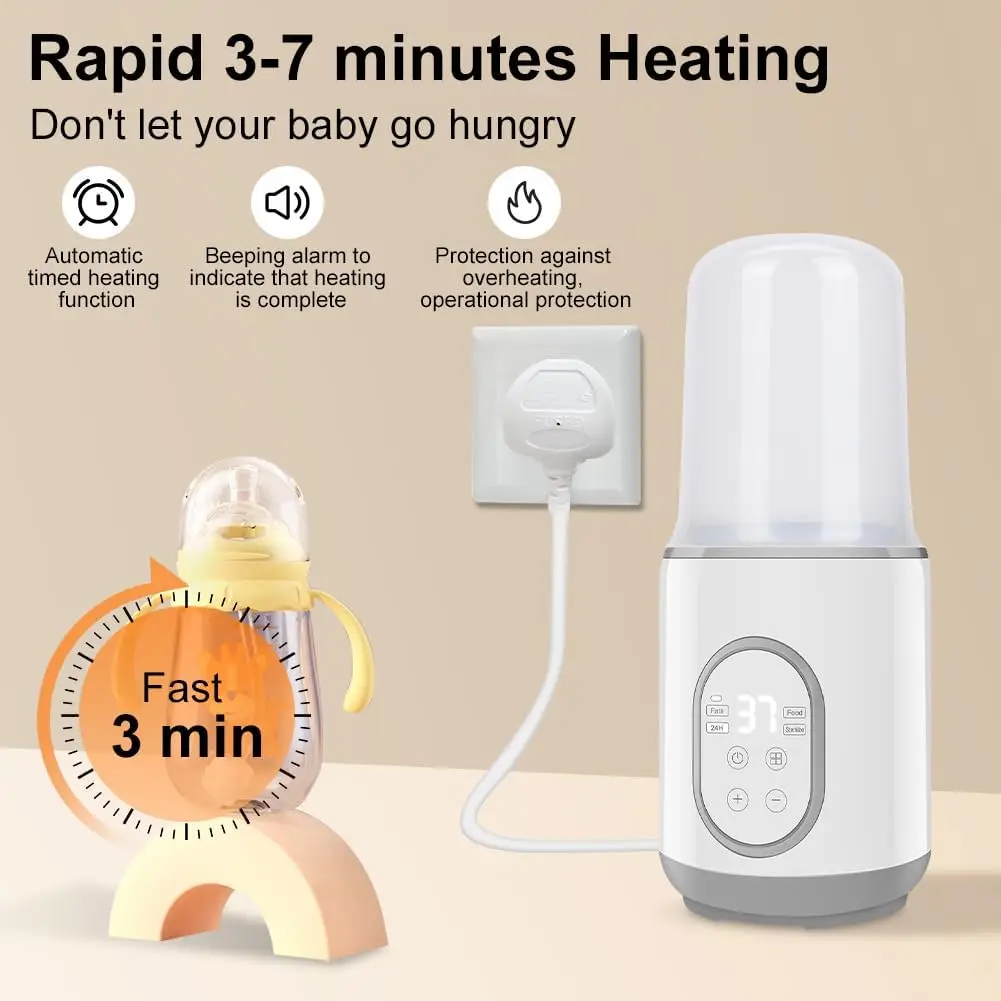 Baby Bottle Warmer 6 In 1 Automatic Baby Milk Warmer Baby Food Heater Safe Fast Feeding Bottle Warmer For Breastmilk Formula 3