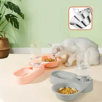 Dozownik wody i karmy dla kota Obrotowa miska 2 w 1 dla zwierząt Artykuły dla zwierząt ze stali nierdzewnej Antypoślizgowe przenośne automatyczne karmniki dla kotów 2