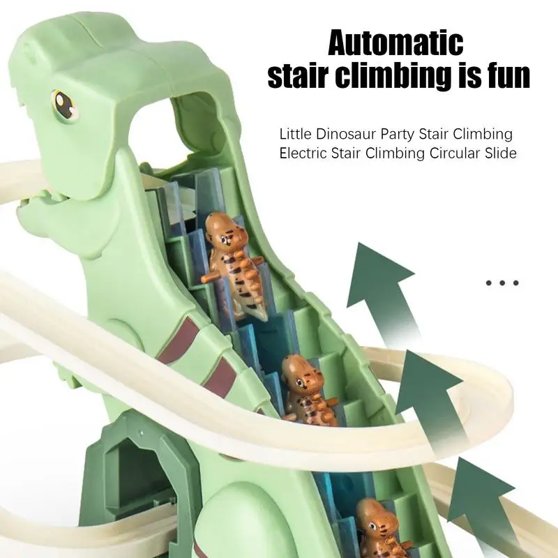 Children's Electric Cute Cartoon Duckling Climbing Stairs Toy Tyrannosaurus Rail Car Electric Slide Roller Coaster Set Gift 6