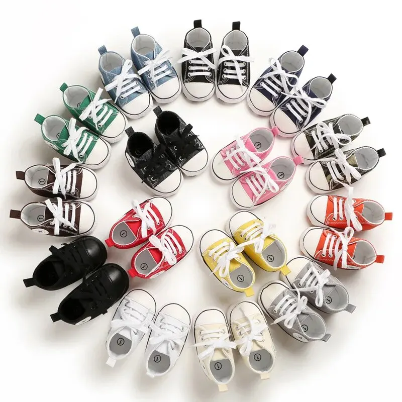 Canvas Sneakers Meckior Baby Classic Star Canvas Sneakers Newborn Baby Boys Girls Shoes First Walkers Infant Toddler Anti-slip Crib Shoes