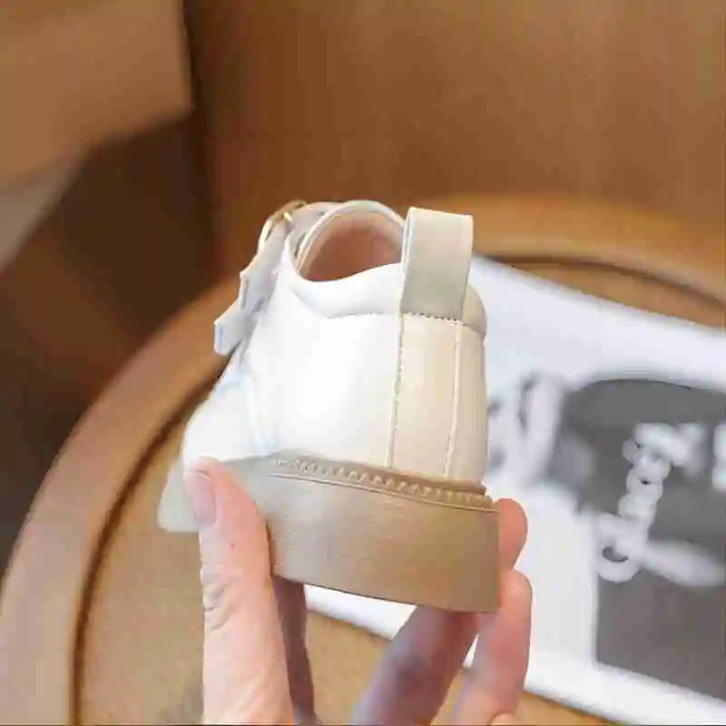 Children Leather Shoes Girls Metal Button Princess Leather Shoes Round Toe Non-slip Soft Sole Loafer Size 23-36 5