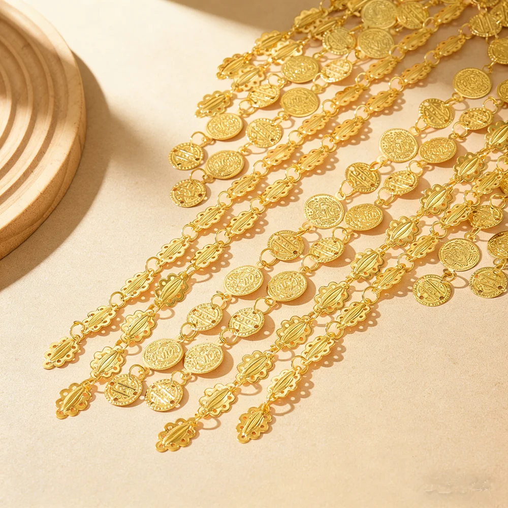 غطاء الرأس الذهبي بعملات متدلية – تصميم شرقي فاخر