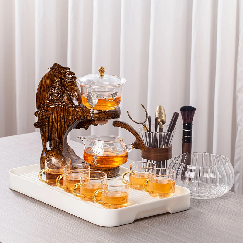 Creative Buddha Statue Glass Tea Set Automatic Teapot Tea Heat-resistant Kungfu Drinking Make