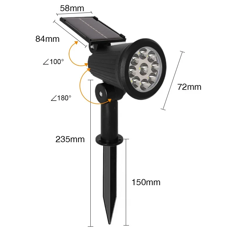 solar led lights 9/4 LED Solar LED Light Spotlights Outdoor IP65 Waterproof Brightness Adjustable Garden Backyard Driveway Patio Decor