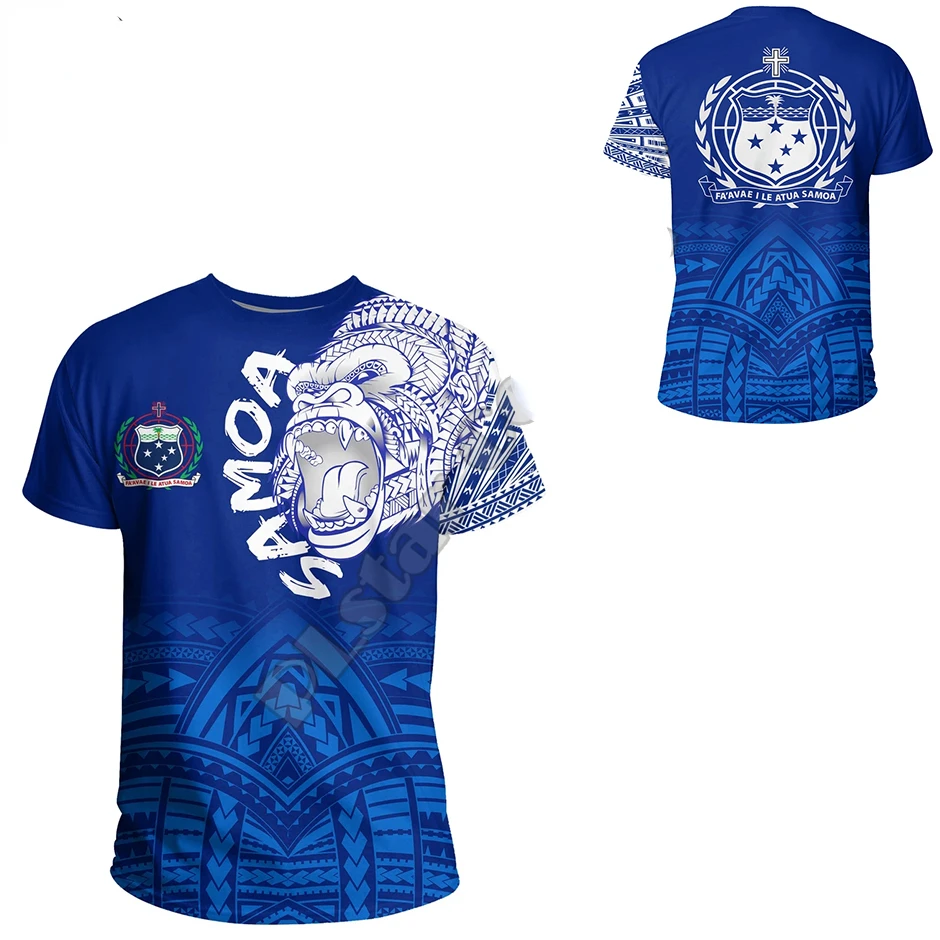 

2023 New men's and women's short sleeved T-shirts, 3D printed shirts, vintage tattoos, Polynesian art, culture, Tonga, Samana, s