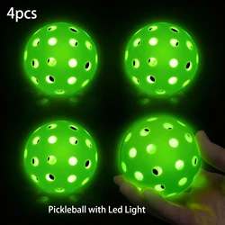 12 - Pack Durable Outdoor Pickleballs - 74MM, 40 Holes, 26g (4pcs - green with led)