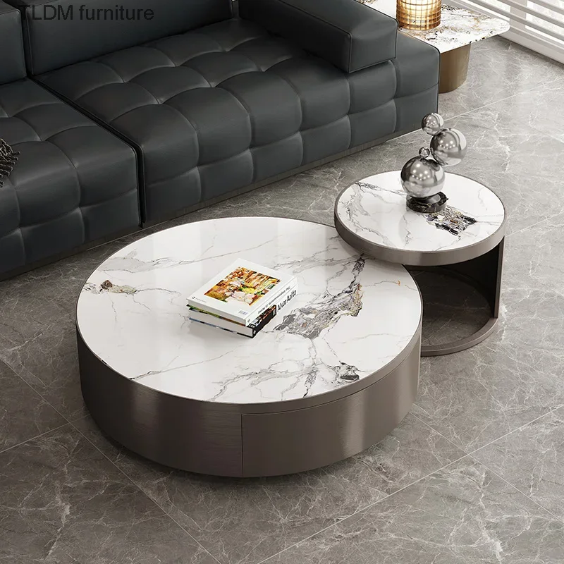 

Bedroom Deluxe Family Coffee Table Nordic Italian Storage Drawer Side Table Steel Metal Beitelltisch Living Room Accessories