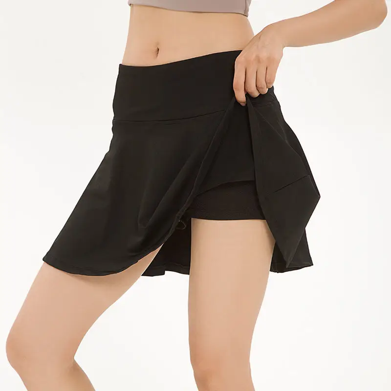 Korean Summer New Sports Skirt Women Solid High Waist Running Quick Dry Badminton Outdoor Pleated Breathable A-line Short Skirt