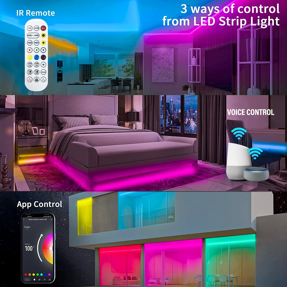 Neon Rope Light Neon Strip Light Voice Control Lighting Neon Wall Decor  Music Sync Light Game Room Decor RGB Light Strip 