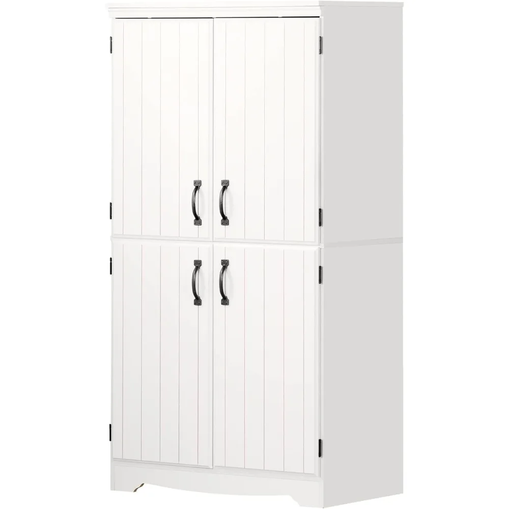 4-Door Storage Cabinet-Pure White, Tall wardrobe closet furniture  closet plegable portable