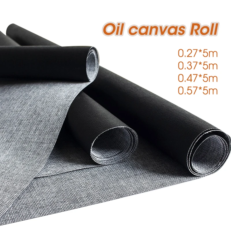 5m/Roll Black Blank Artist Canvas Roll 100% Cotton For Oil Painting Acrylic Watercolor 30cm 37cm 47cm 57cm Wide HB-15